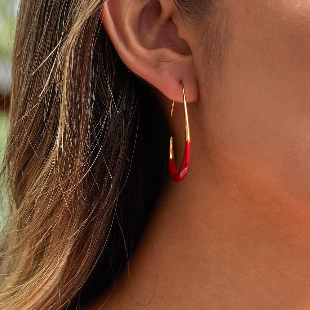 1 Pair Classic Mixed Color Oval Stainless Steel Women's Hoop Earrings Picture7