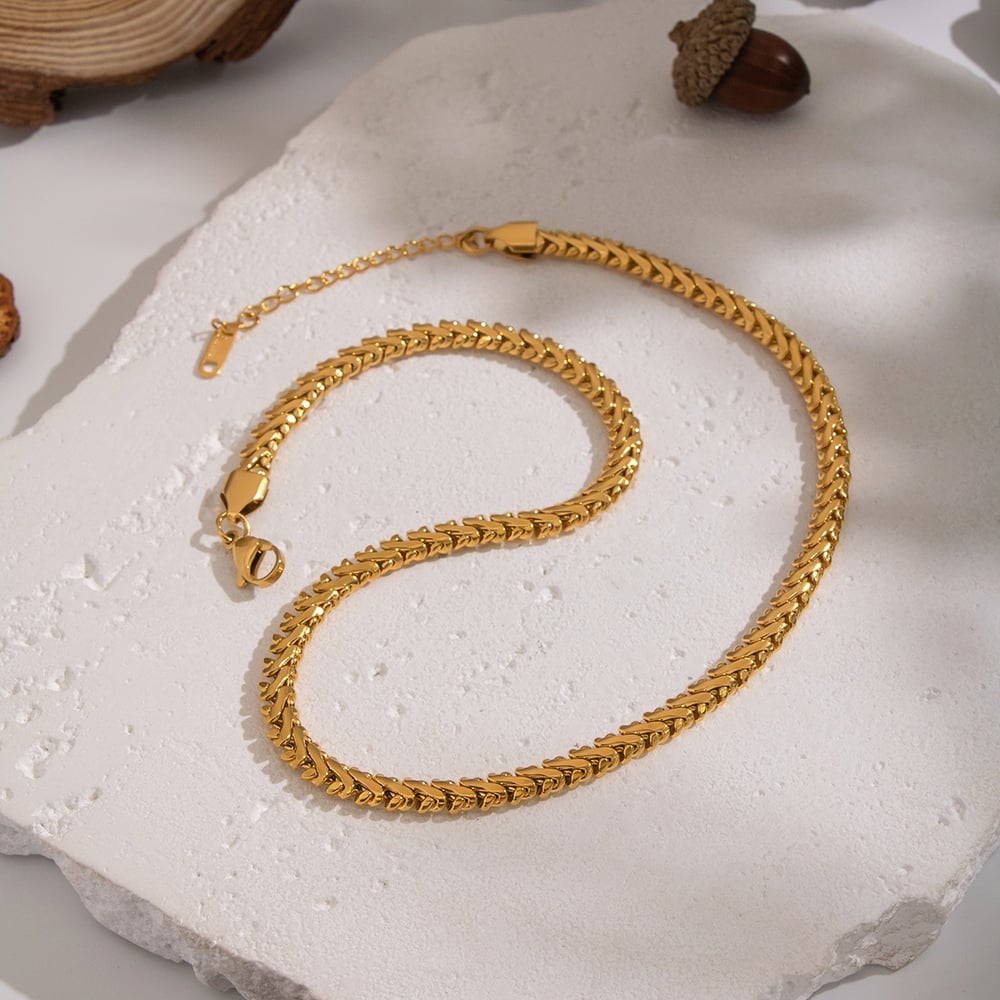 Collier chaîne 1 pièce en acier inoxydable couleur or Image3