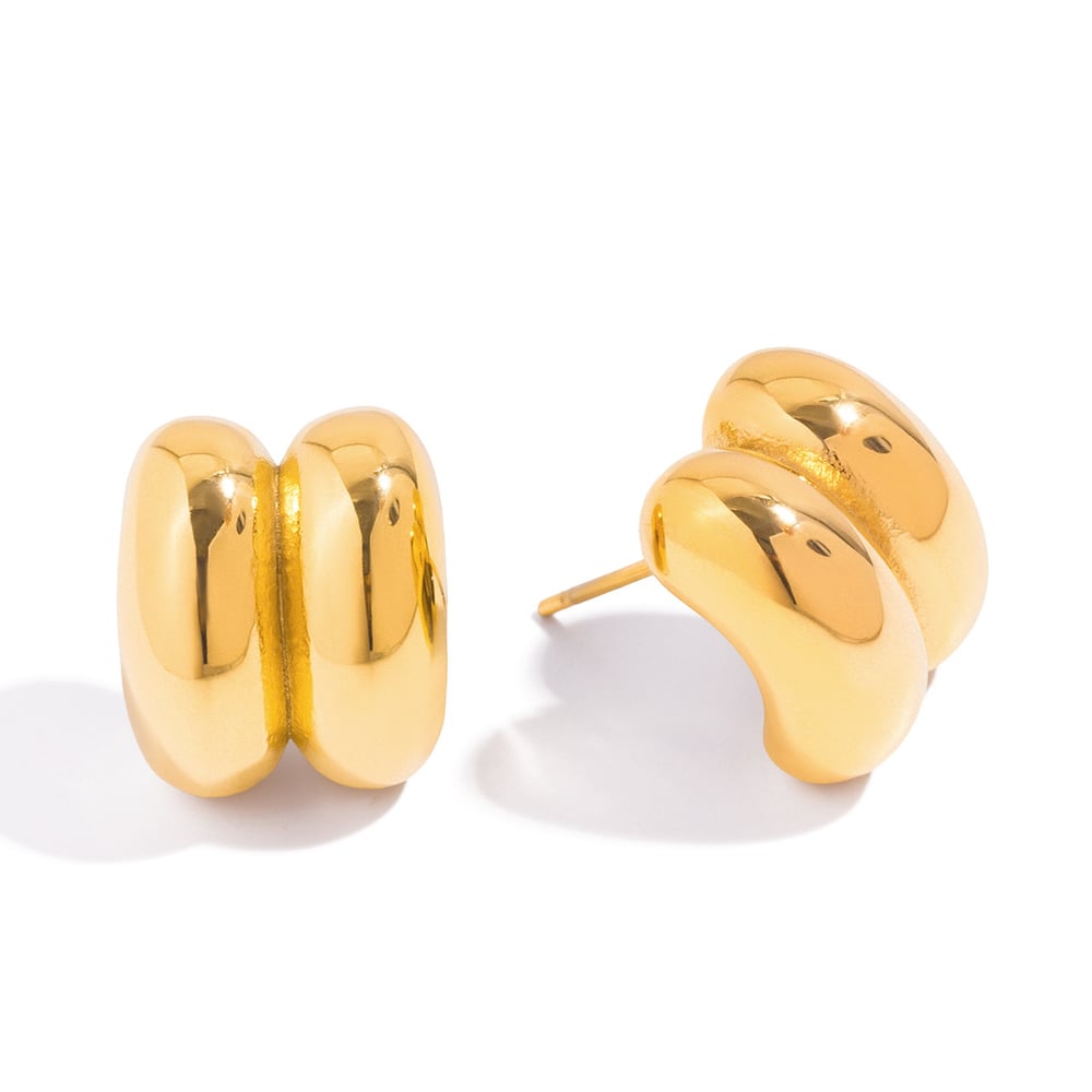 1 Pair Minimalist Solid Color Stainless Steel Gold Color Women's Stud Earrings