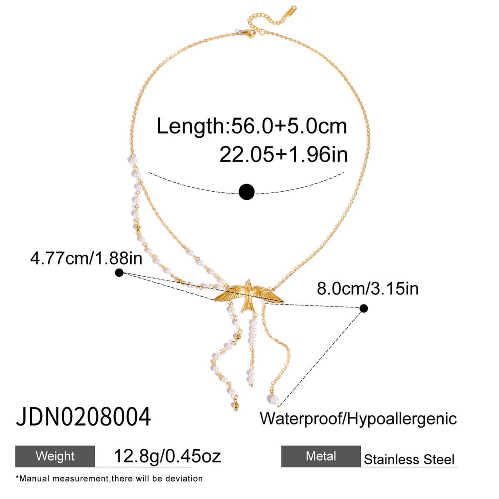 1 Piece Elegant Tassel Birds Stainless Steel Gold Color Women's Pendant Necklaces Picture2