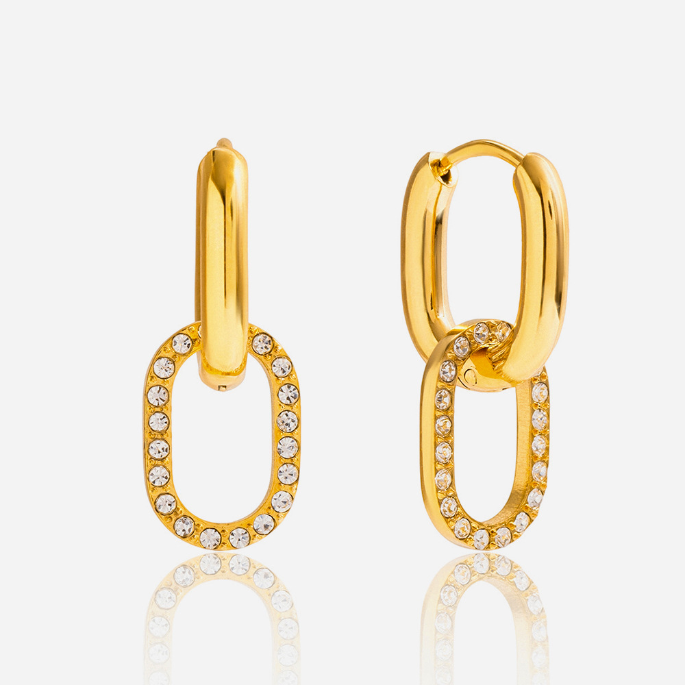 1 Pair Minimalist Circle Stainless Steel Gold Color Zircon Women's Ear Cuffs