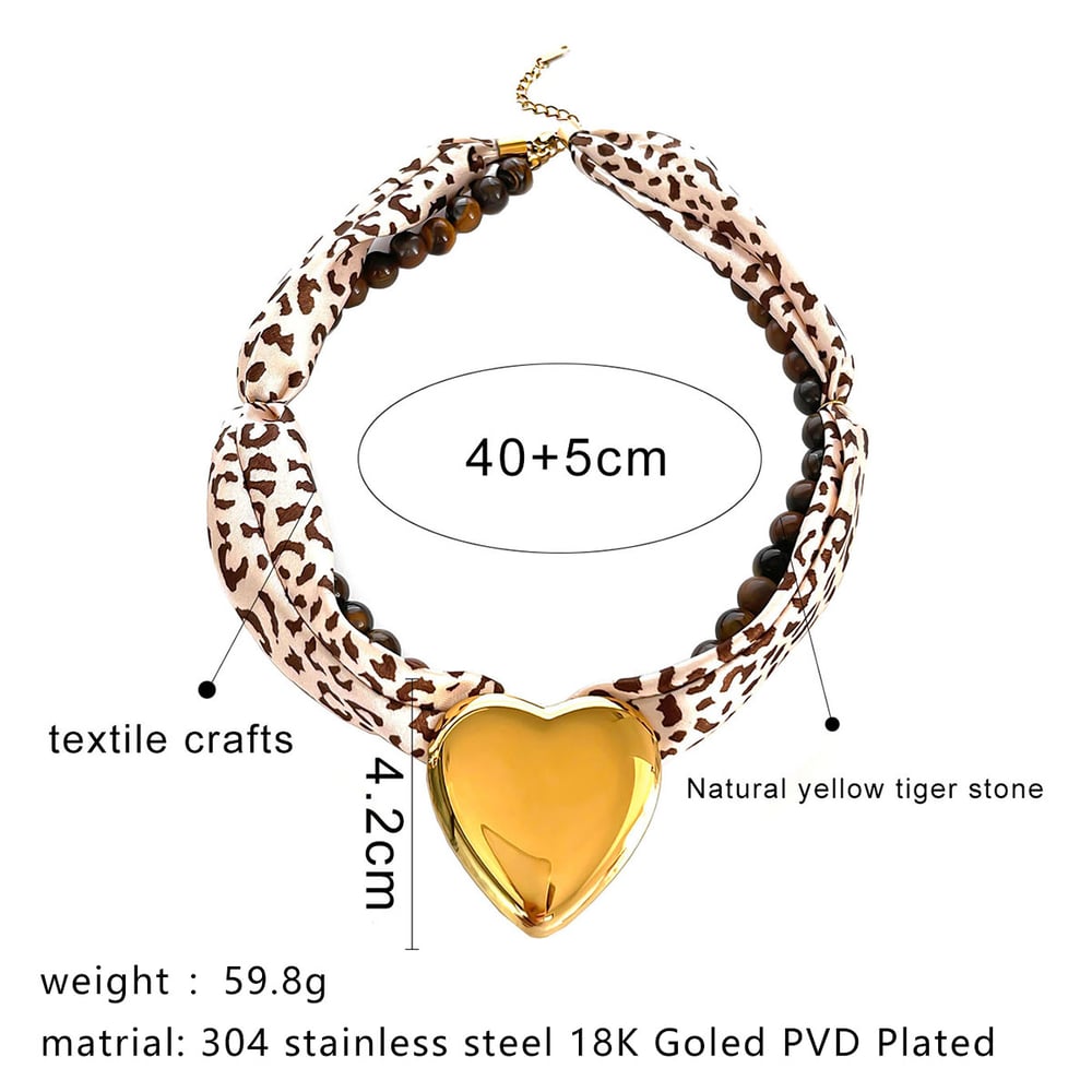 1 Piece Retro Leopard Print Pattern Natural Stone & Glass Beaded Necklace h5Picture2