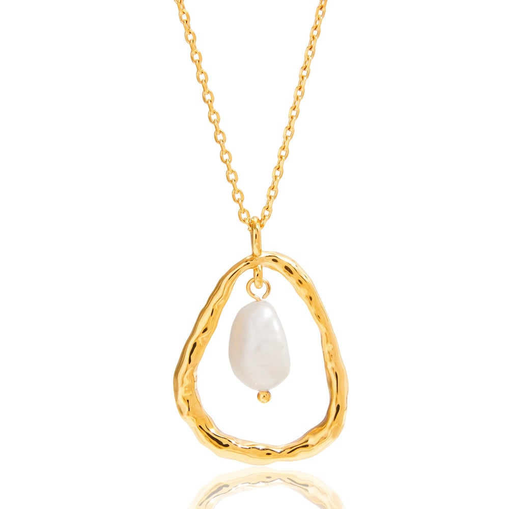 1 Piece Romantic Droplet Stainless Steel Gold Color Pearl Women's Pendant Necklaces 