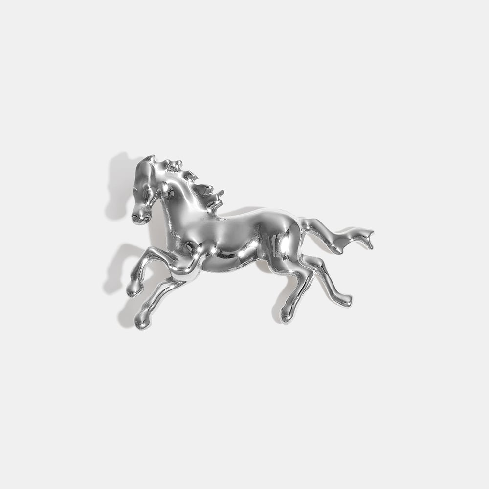 Broche en acier inoxydable doré en forme de cheval (1 pièce) h5Image4