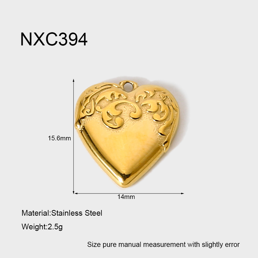 1 Stück Retro-Blumenherz-Kreuz-Anhänger aus Edelstahl in Goldfarbe zum Selbermachen