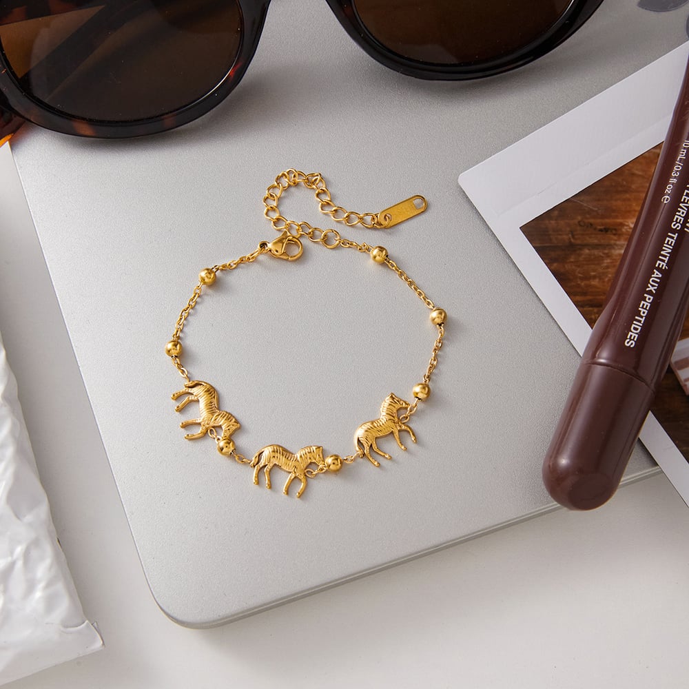 1 Piece Luxurious Zebra Stainless Steel Gold Color Women's Charm Bracelets Picture5