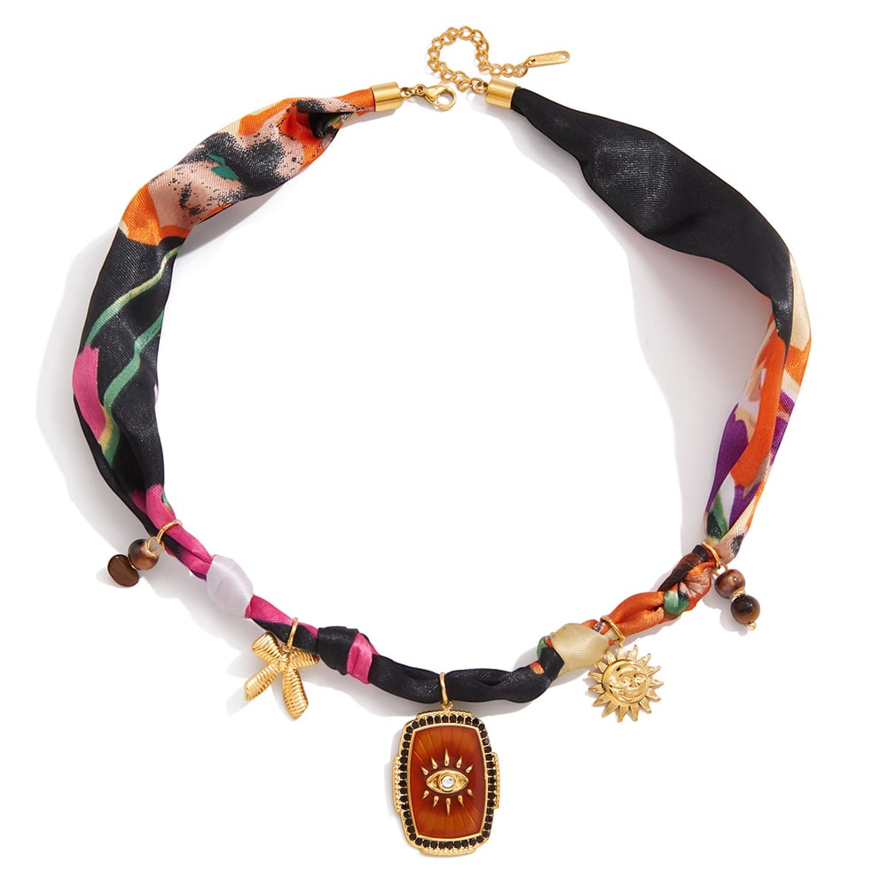 1 Piece Luxurious Devil's Eye Stainless Steel Gold Color Natural Stone Women's Pendant Necklaces 