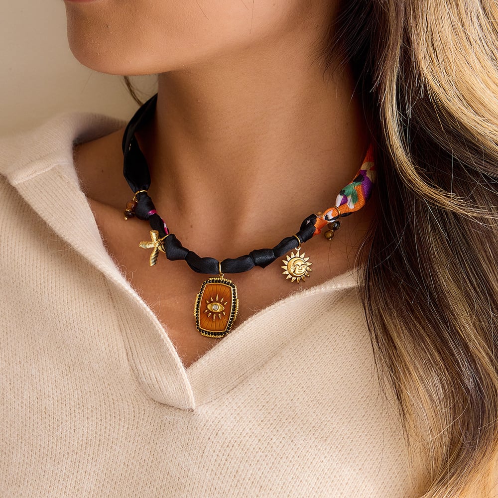 1 Piece Luxurious Devil's Eye Stainless Steel Gold Color Natural Stone Women's Pendant Necklaces Picture4