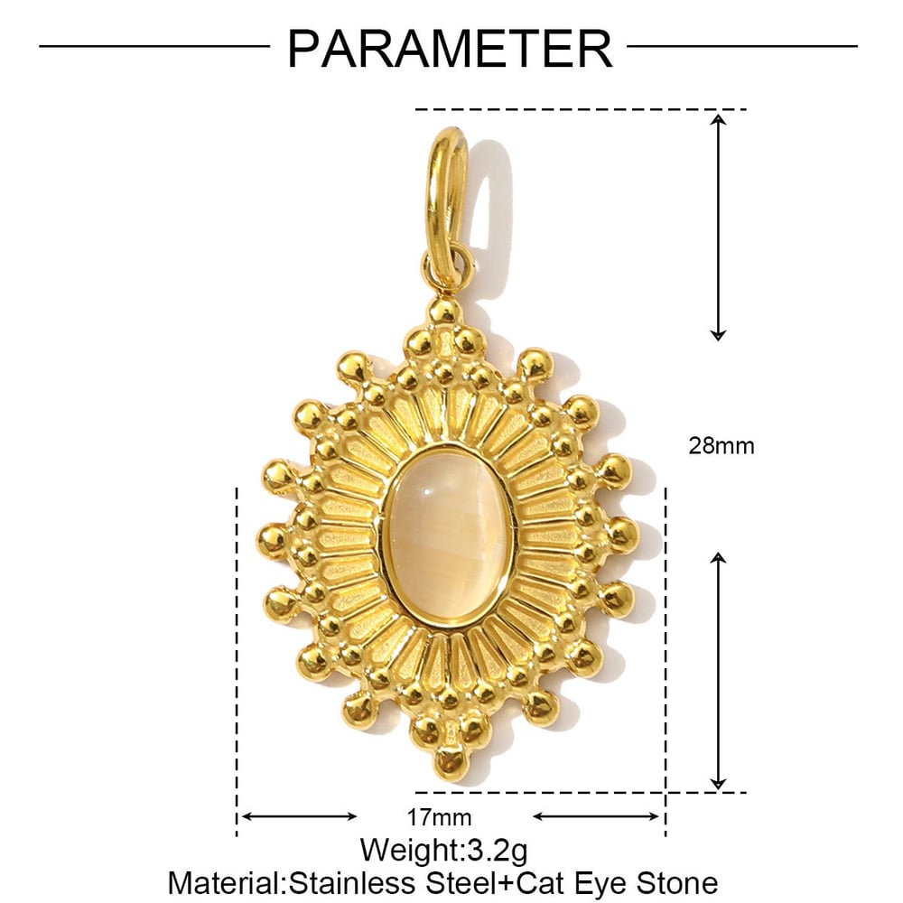 1 Piece Luxurious Natural Stone Circle Stainless Steel Women's Pendants Picture2