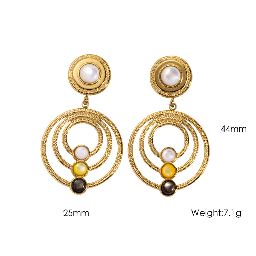 1 Pair Simple  Retro Circle Stainless Steel Women's Drop Earrings