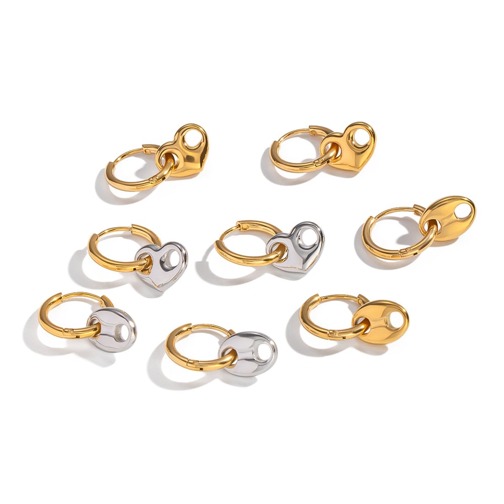 1 Pair Heart Stainless Steel Mixed Color Drop Earrings h5Picture5