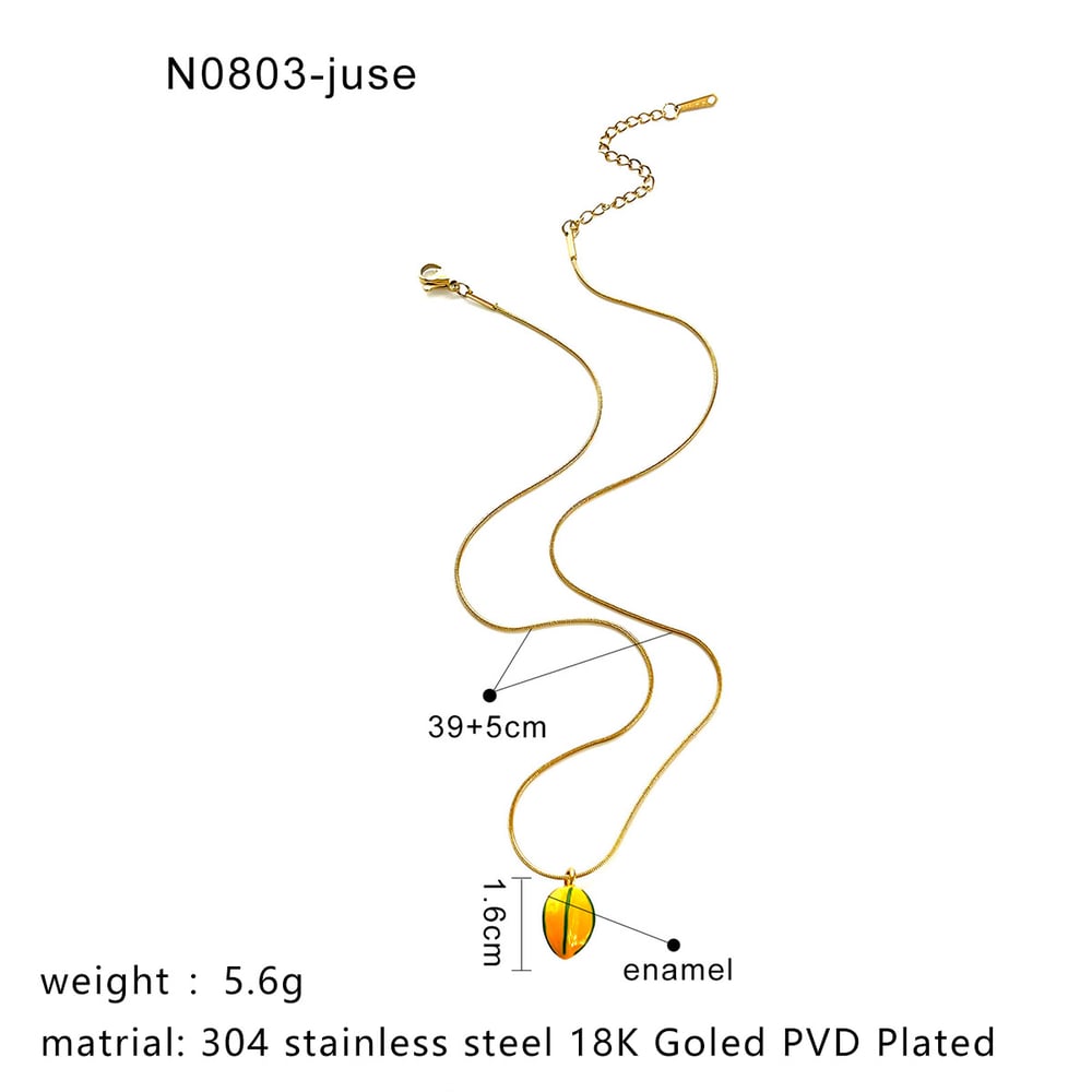 1 Piece Enamel Star Fruit Stainless Steel Pendant Necklace h5Picture2