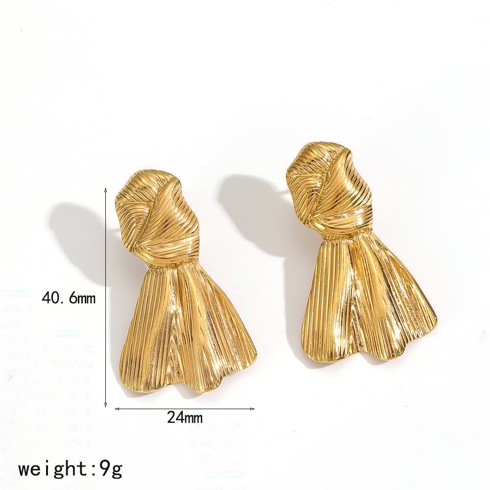 1 Pair Bow Tie Shape Stainless Steel Gold Color Stud Earrings 