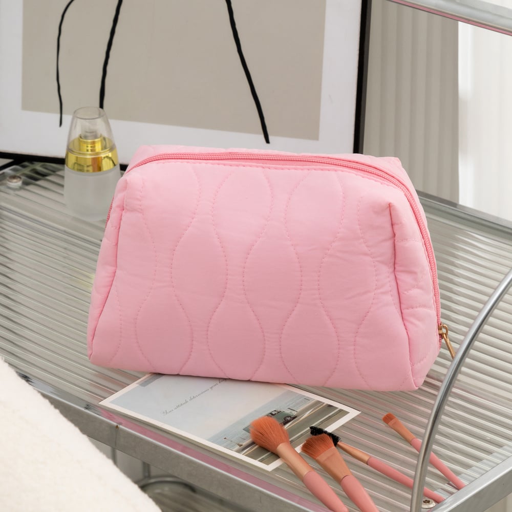 1 Stück einfarbige Make-up-Tasche aus Baumwolle