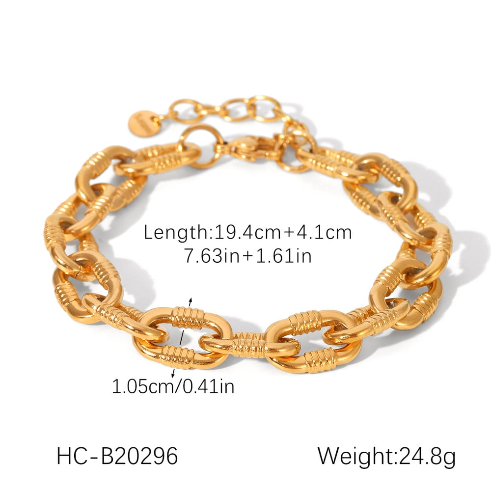 1 Piece Classic Stainless Steel Gold Color Chain Bracelet Picture2