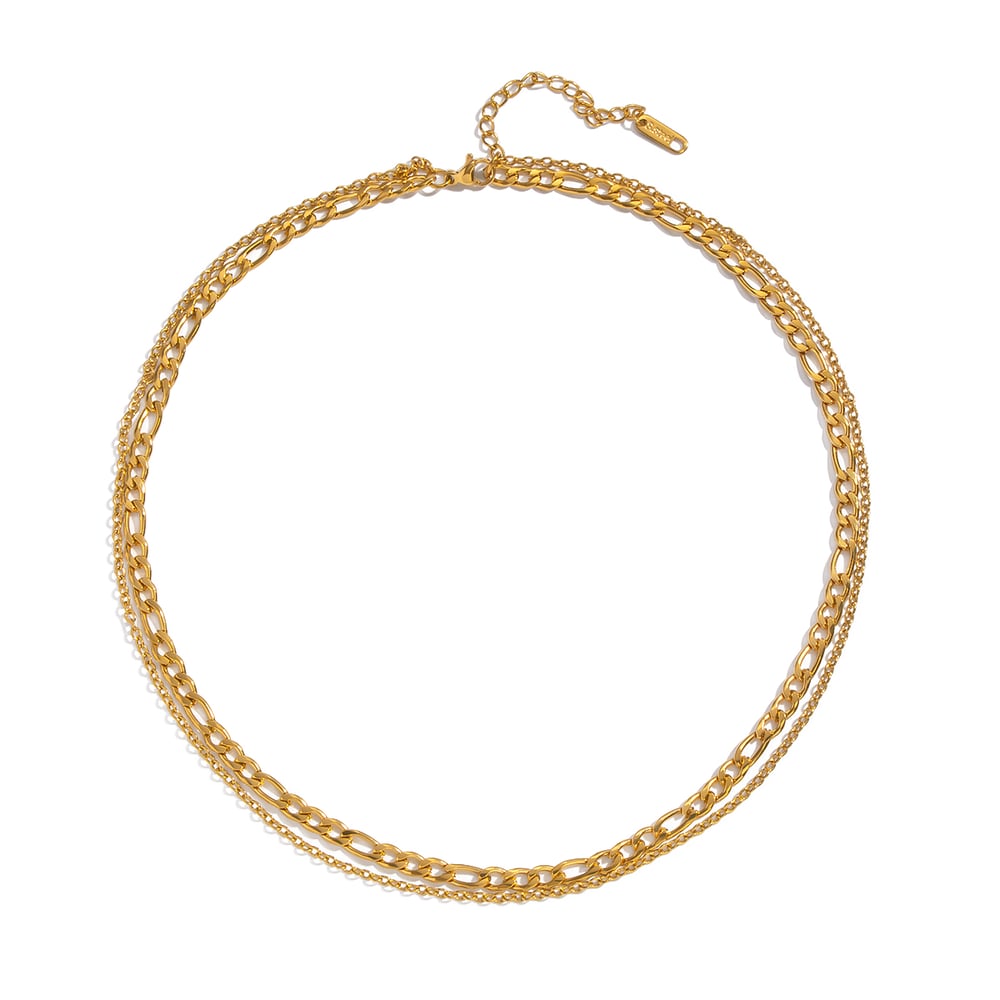 Collier à plusieurs rangs en acier inoxydable doré (1 pièce) Image5
