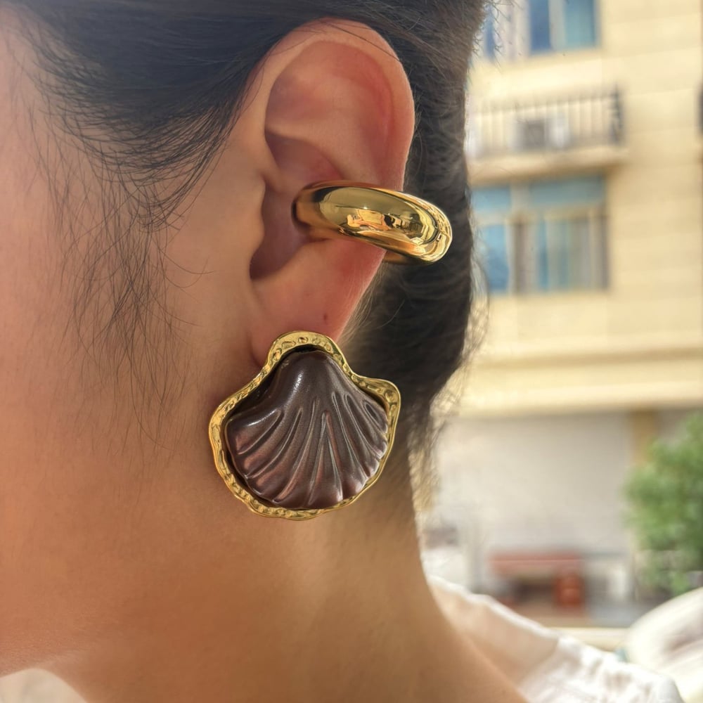 1 Pair Shell Stainless Steel Gold Color Acrylic Earring Set Picture3