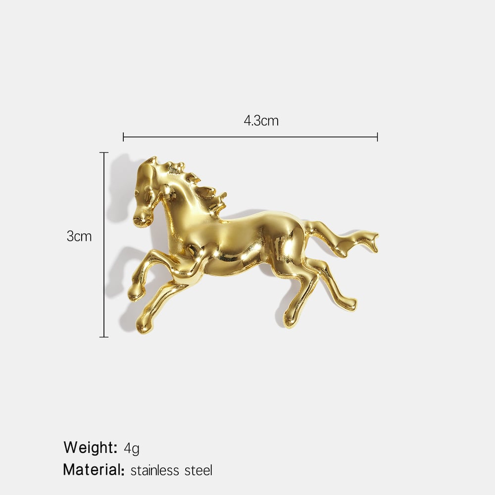 Broche en acier inoxydable doré en forme de cheval (1 pièce) h5Image2