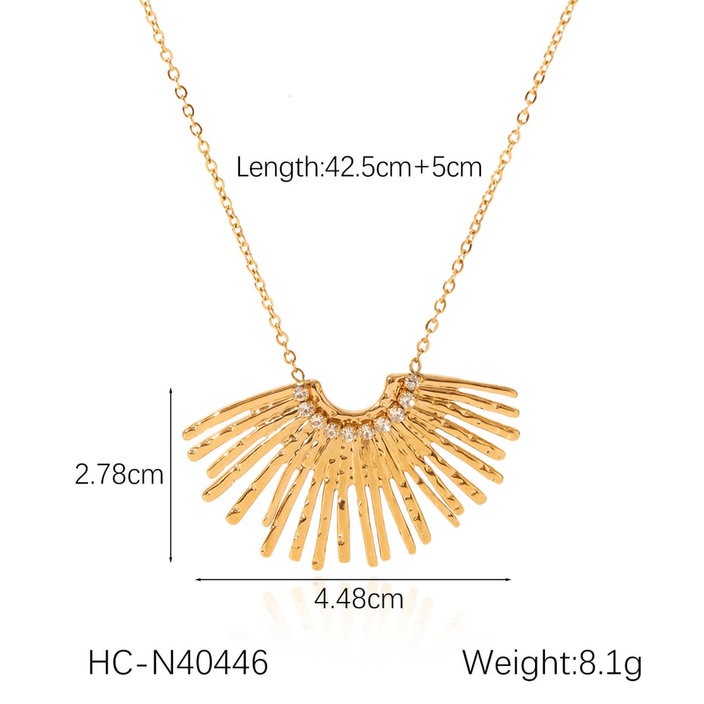 Wings Shape Stainless Steel Gold Color Necklace Set h5Picture2