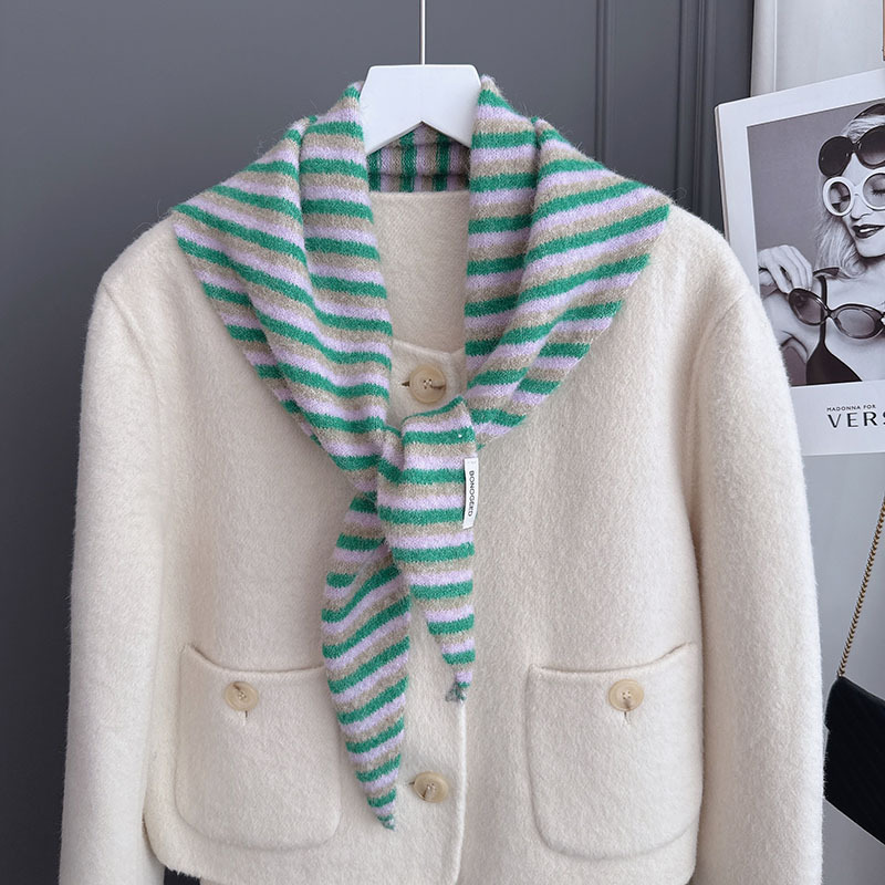 1 Stück lässiger Streifenschal aus Viskose und Wolle