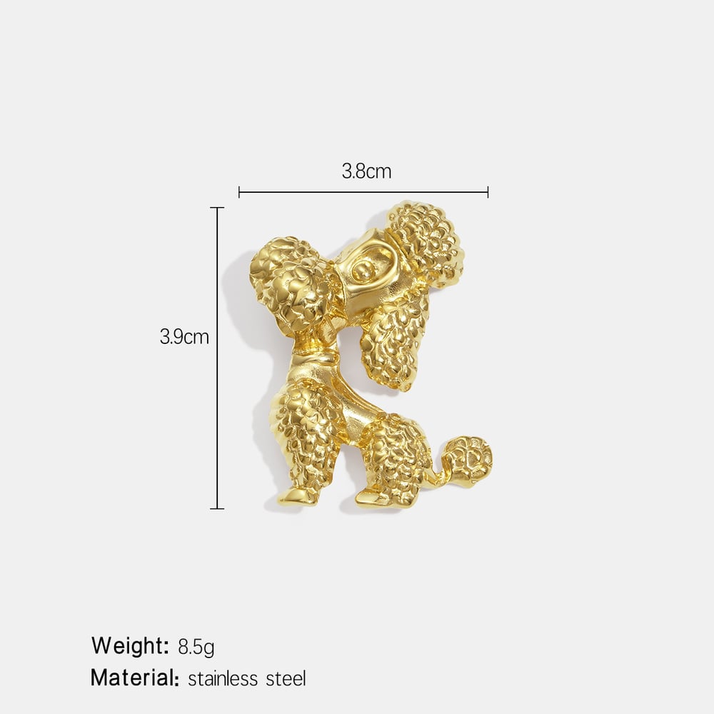 Broche en acier inoxydable doré en forme de caniche (1 pièce) h5Image2