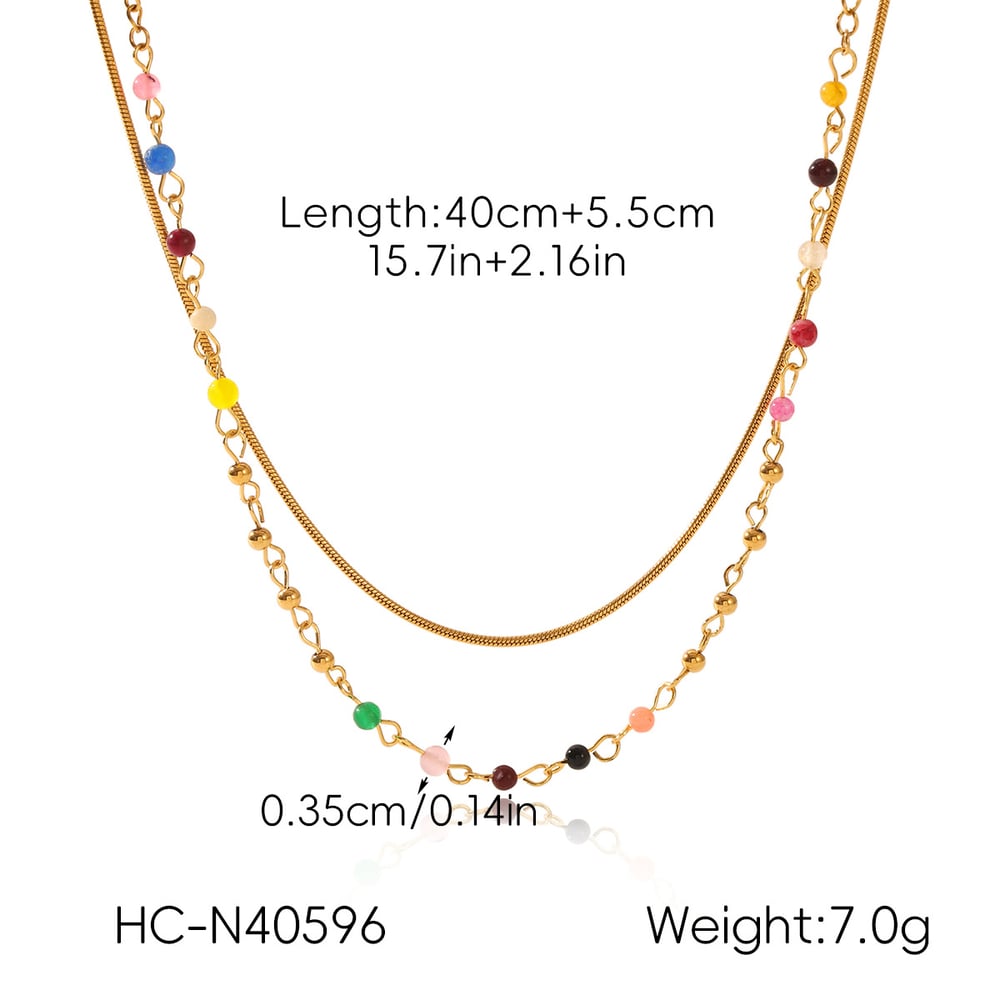 1 Piece Simple Beads Stainless Steel Gold Color Layered Necklace Picture2