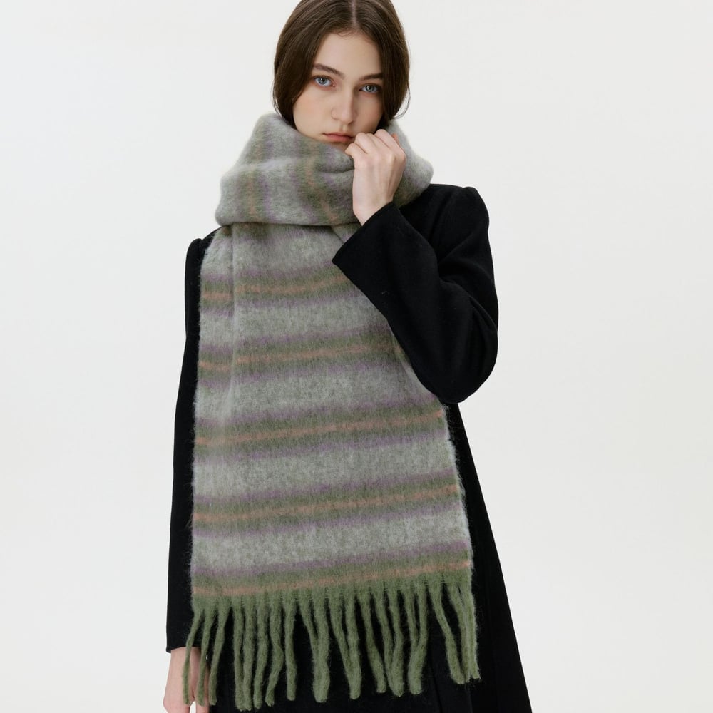 1 Stück Retro-Streifen-Winterschal aus Viskose und Wolle