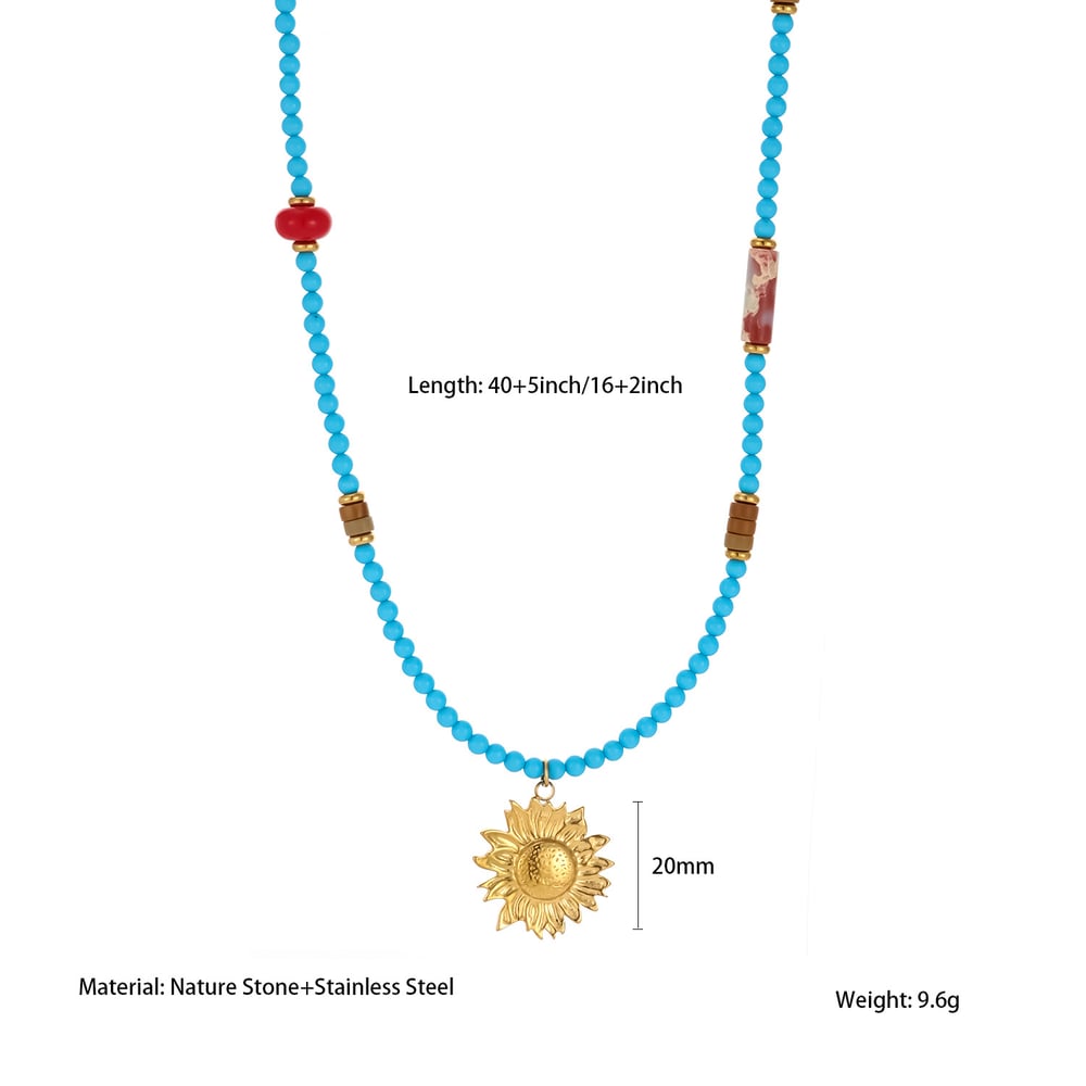 Collar de cuentas clásico con flores y piedras naturales para mujer, 1 pieza