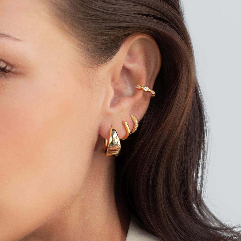 1 Pair Daily Circle Stainless Steel Gold Color Women's Hoop Earrings h5Picture4