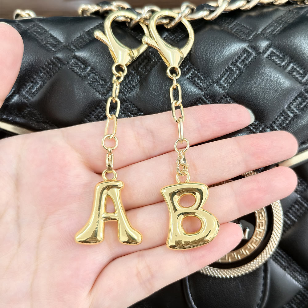 1 Piece Bubble Letter Copper Gold Color Keychain h5Picture5