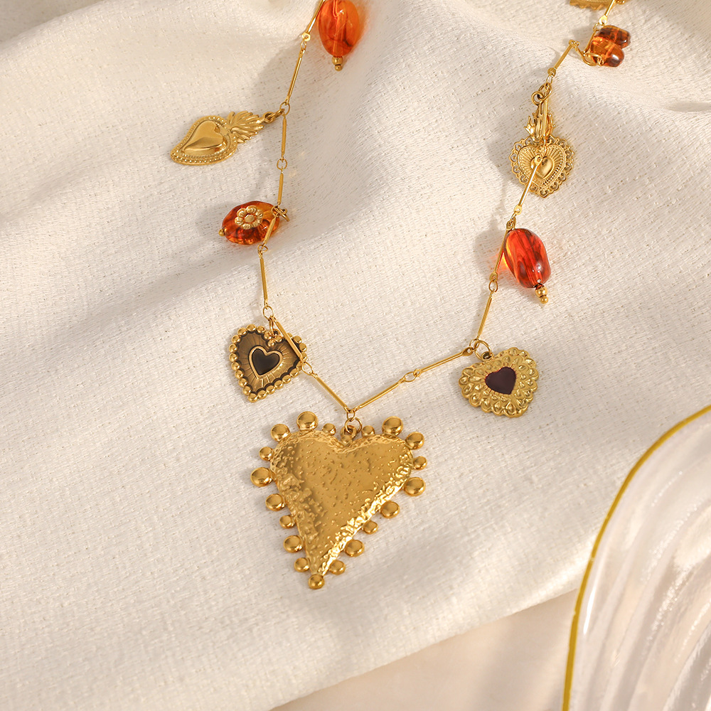 1 Piece  Flower Heart Stainless Steel Women's Pendant Necklaces Picture3