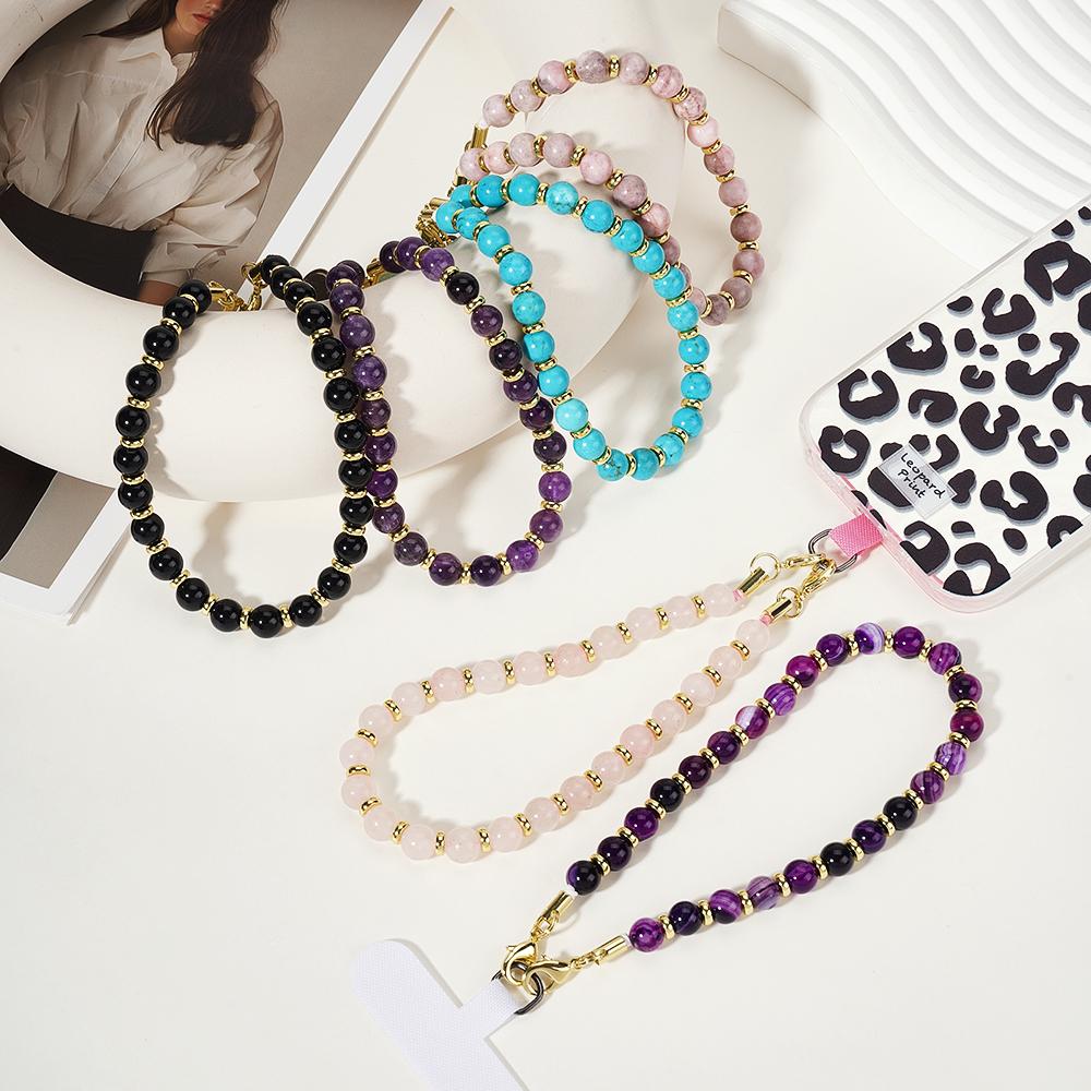 1 Piece Retro Beads Natural Stones Phone Chain h5Picture3