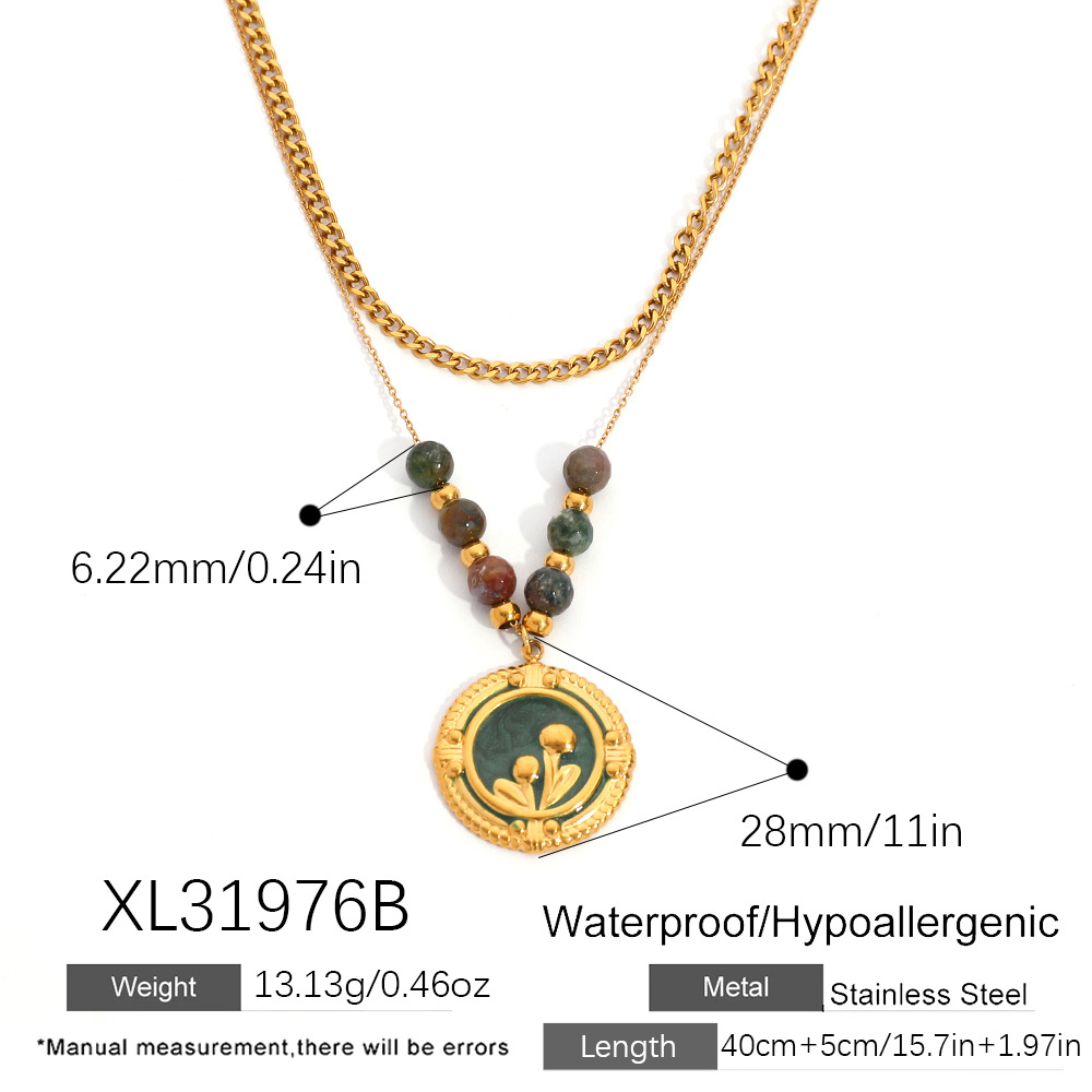 Collier avec pendentif simple en forme de cercle floral en acier inoxydable pour femme, 1 pièce