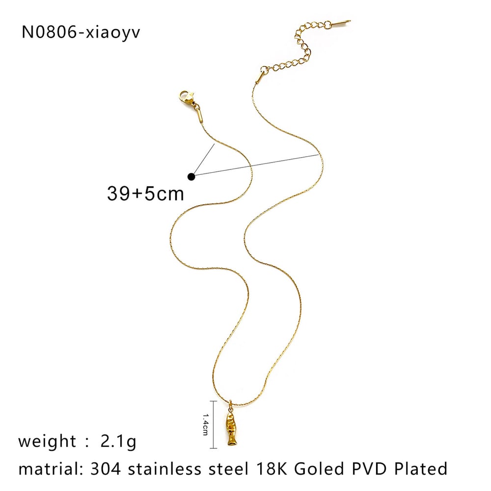 1 Piece Fish Stainless Steel Gold Color Pendant Necklace Picture2