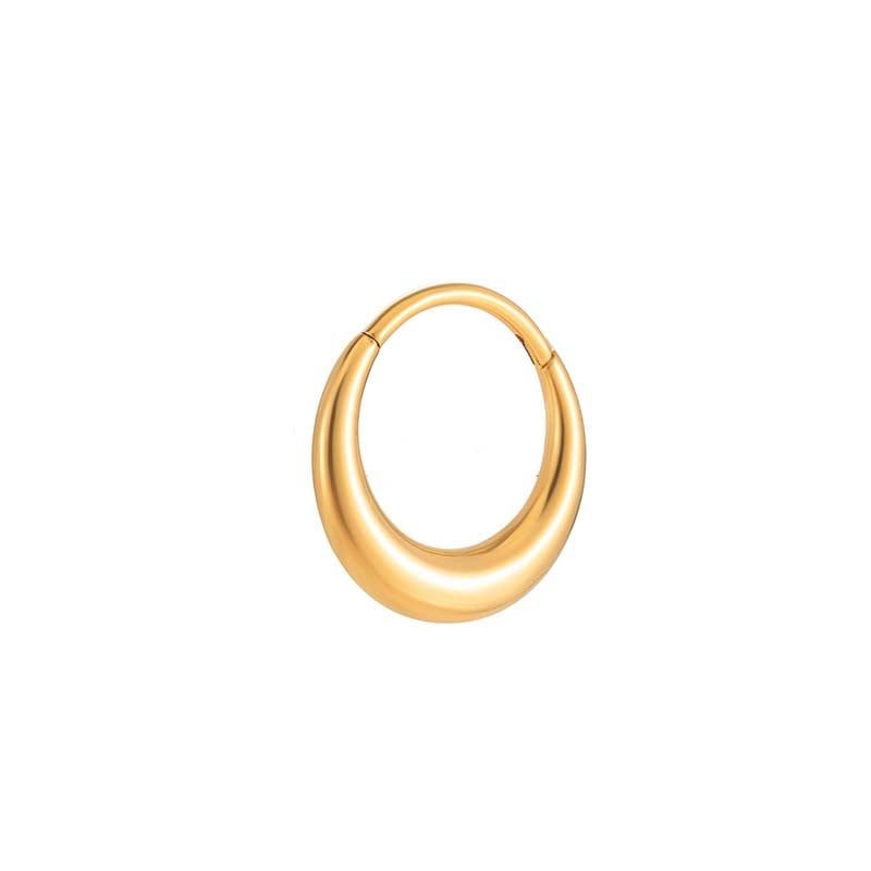 1 Piece Simple Circle Titanium Alloy Gold Color Hoop Earring