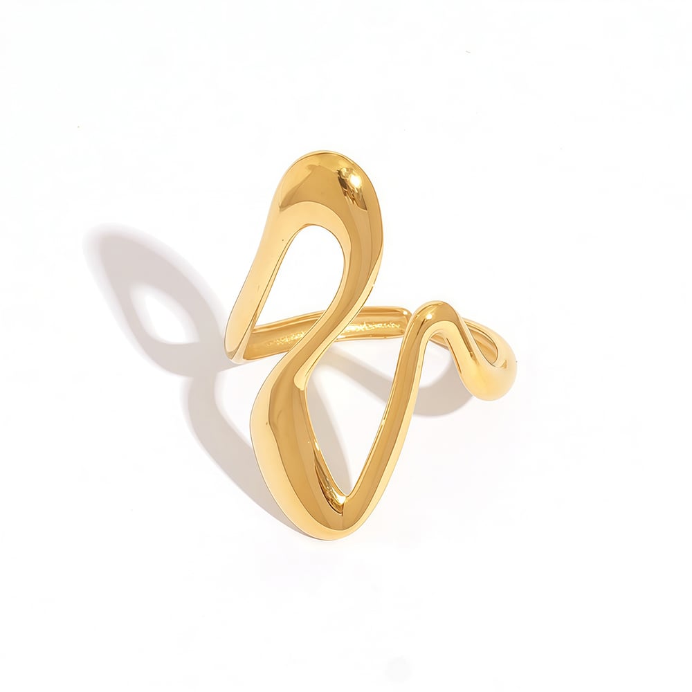 1 Piece  Simple Irregular Shape Stainless Steel  Gold Color Women's Statement Rings