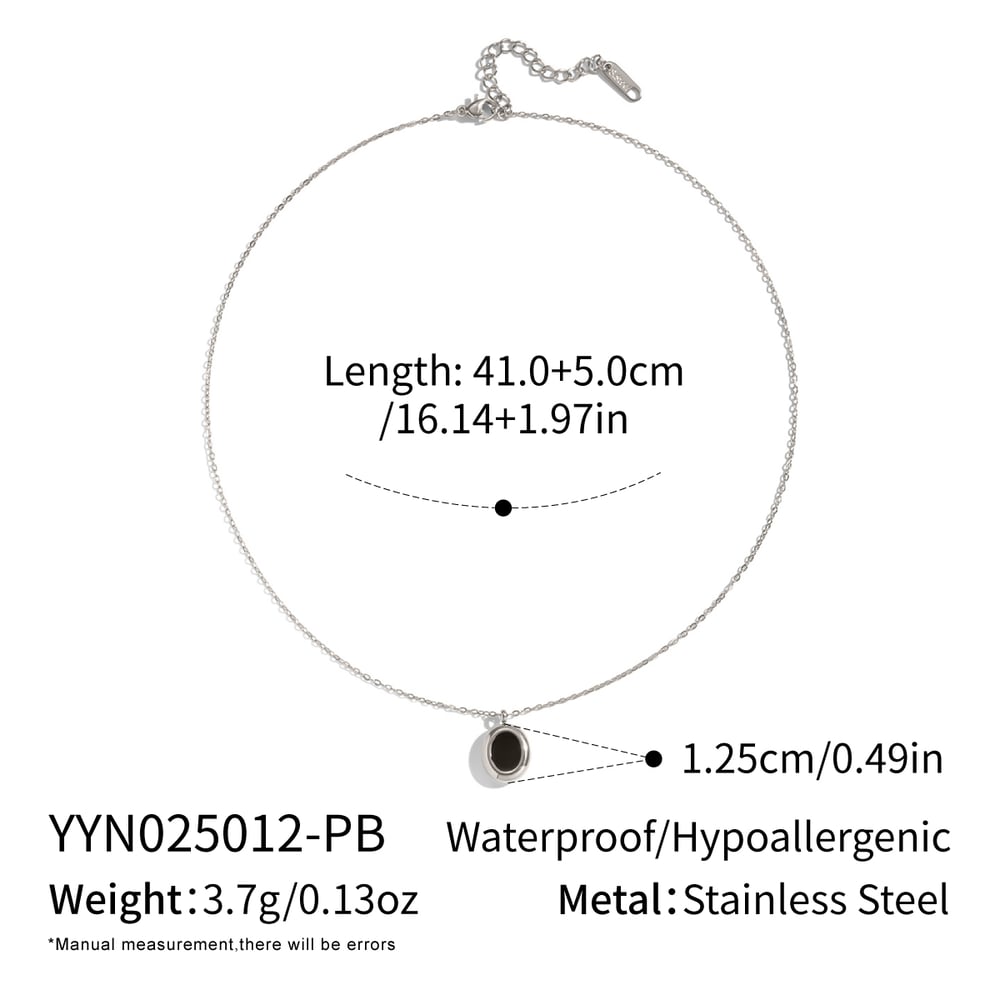 Collier pendentif rond en acier inoxydable émaillé couleur or 1 pièce