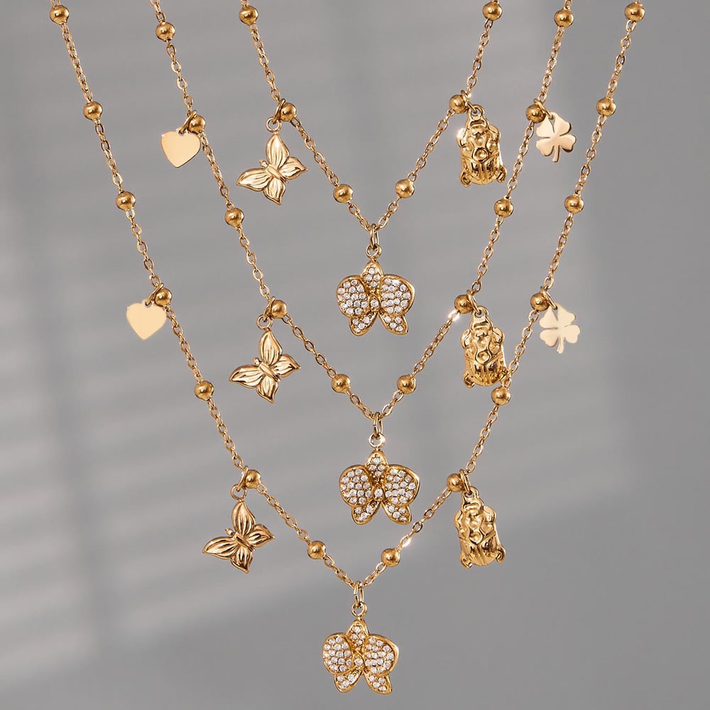 1 Piece Phalaenopsis Stainless Steel Gold Color Women's Pendant Necklaces Picture3