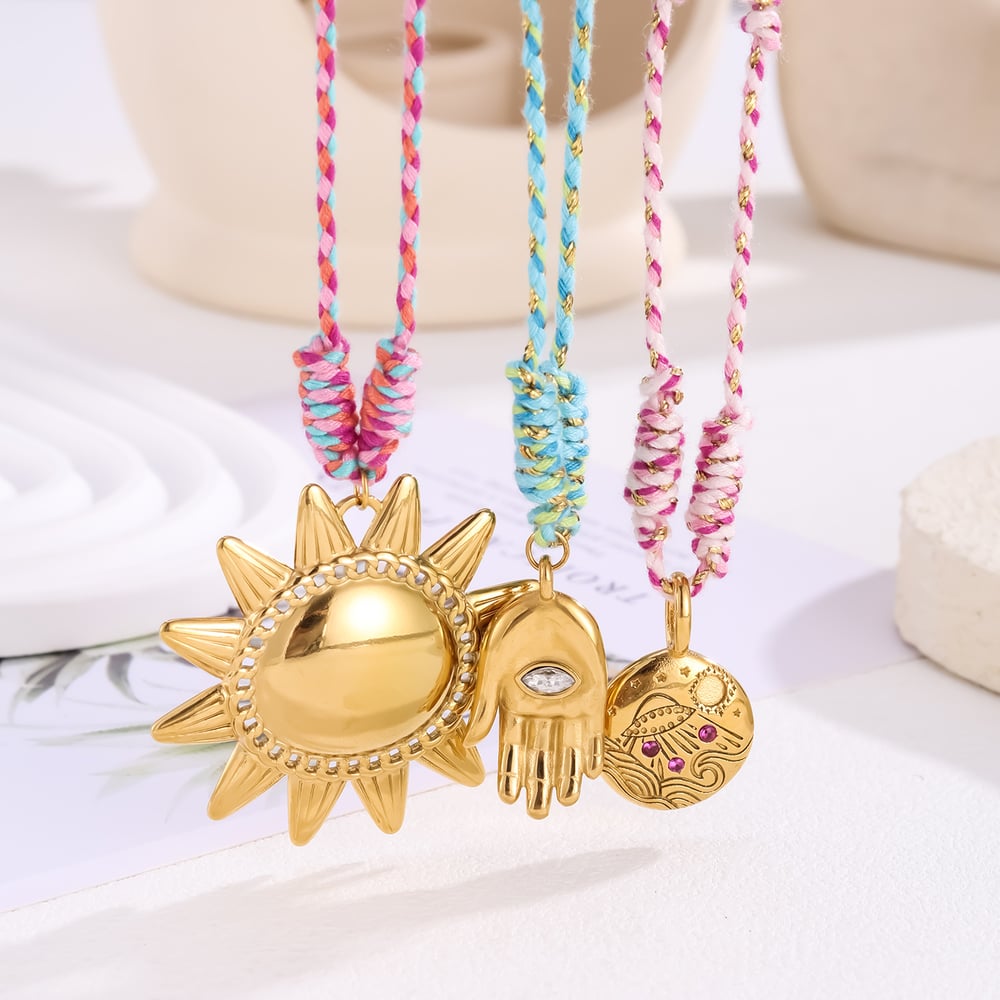 1 collar colgante de acero inoxidable con diseño de sol delicado para mujer h5Imagen5