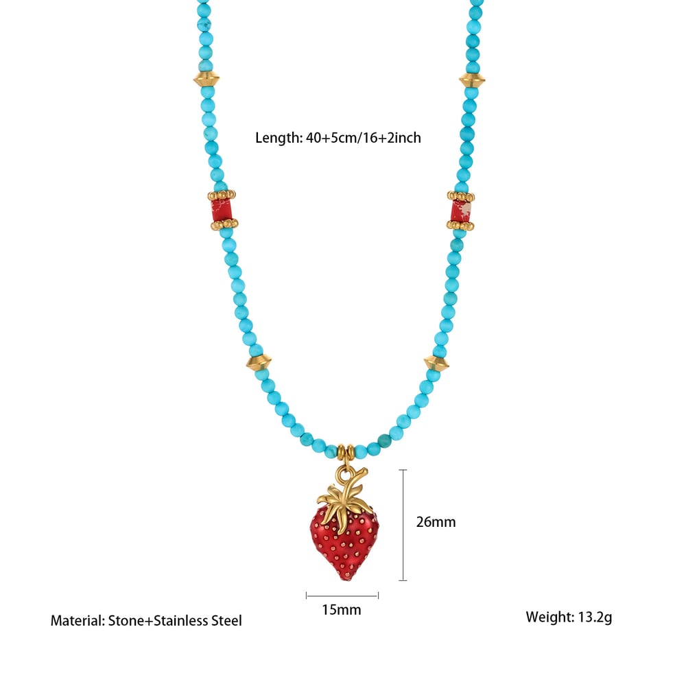 1 pieza de magnífico collar colgante de acero inoxidable con forma de fresa para mujer