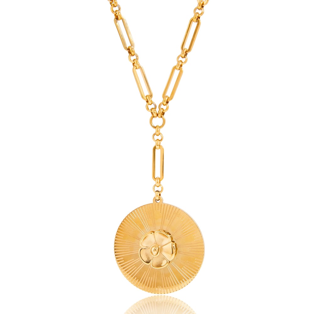 1 Piece Elegant Camellia Stainless Steel Gold Color Women's Pendant Necklaces