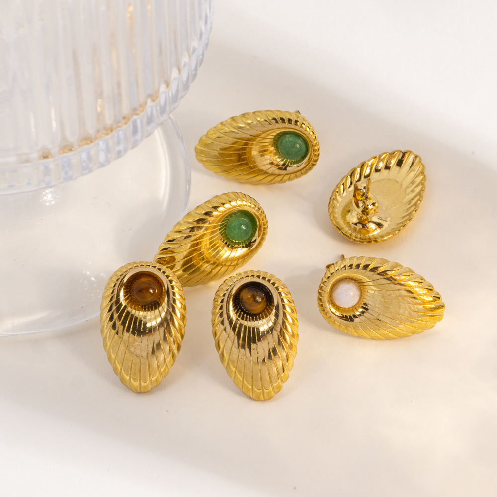 1 Pair Simple  Retro Thread Stainless Steel Women's Stud Earrings Picture2