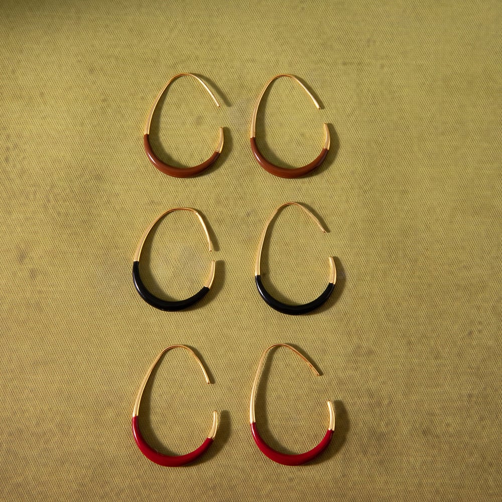 1 Pair Classic Mixed Color Oval Stainless Steel Women's Hoop Earrings Picture5