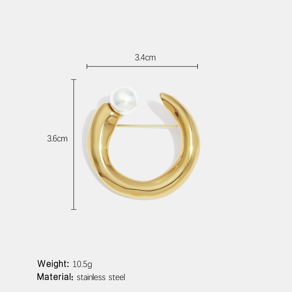 Broche en acier inoxydable doré en forme de C (1 pièce) h5Image2