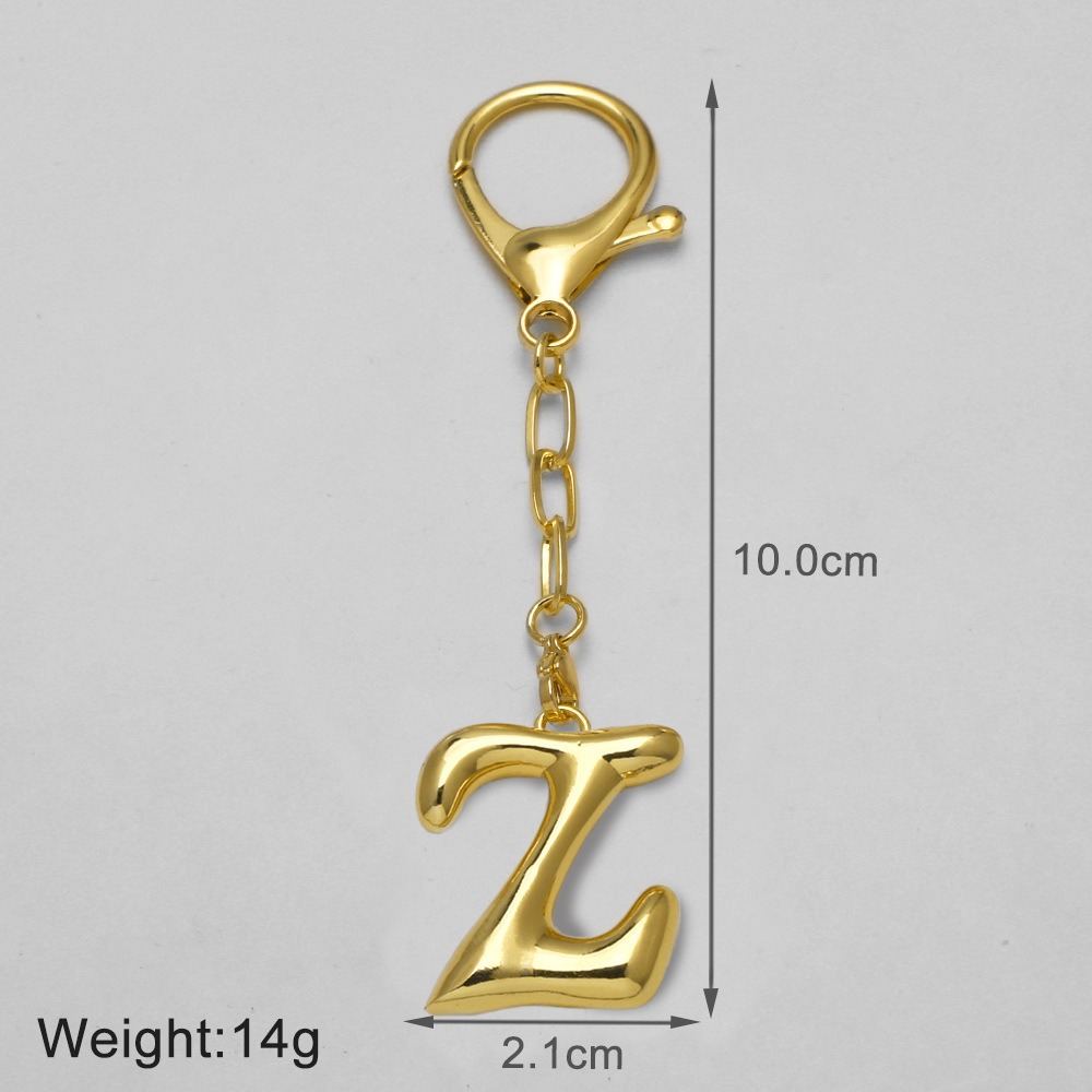 1 Piece Bubble Letter Copper Gold Color Keychain h5Picture2