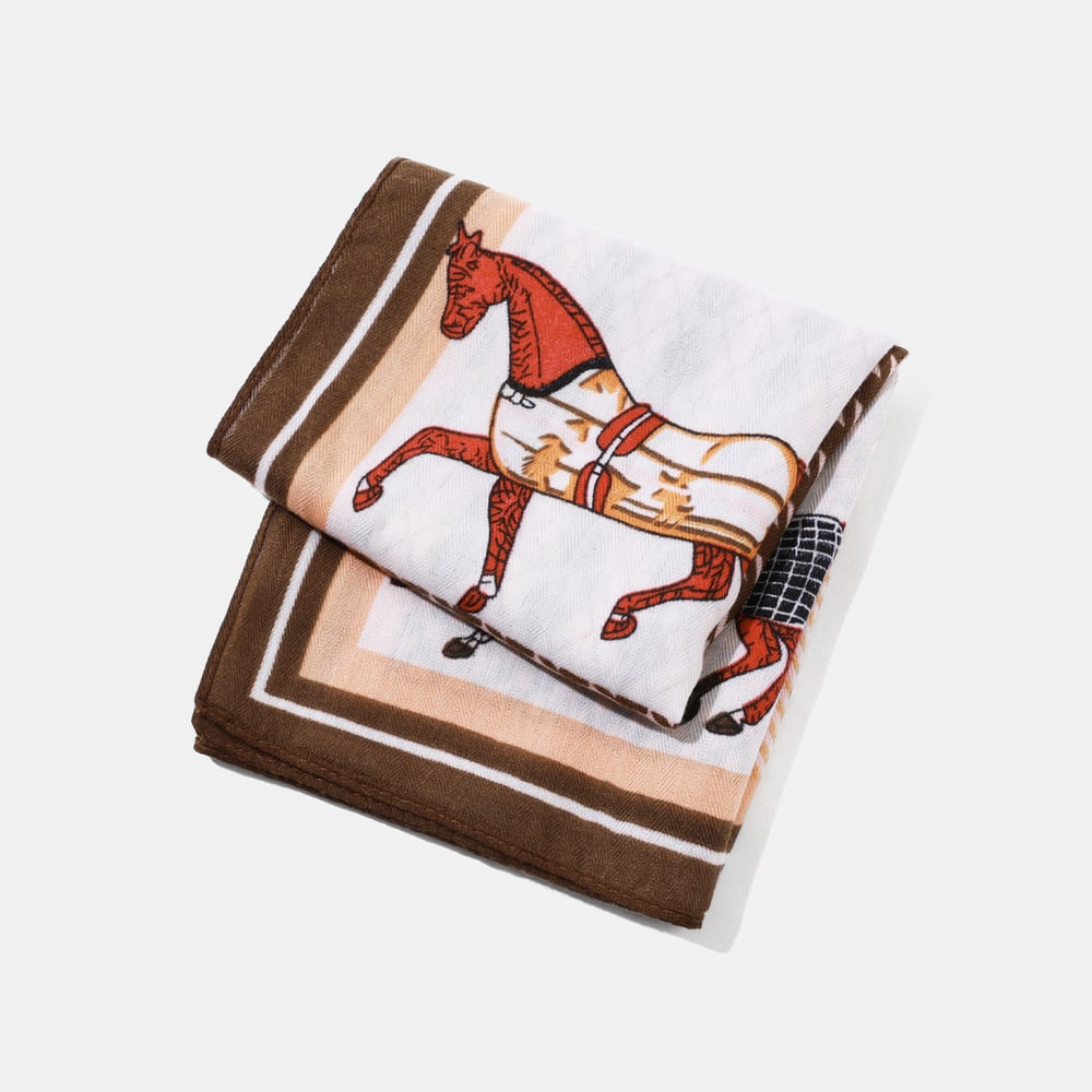 1 Piece Retro Horse Plaid Polyester Bandana Picture3