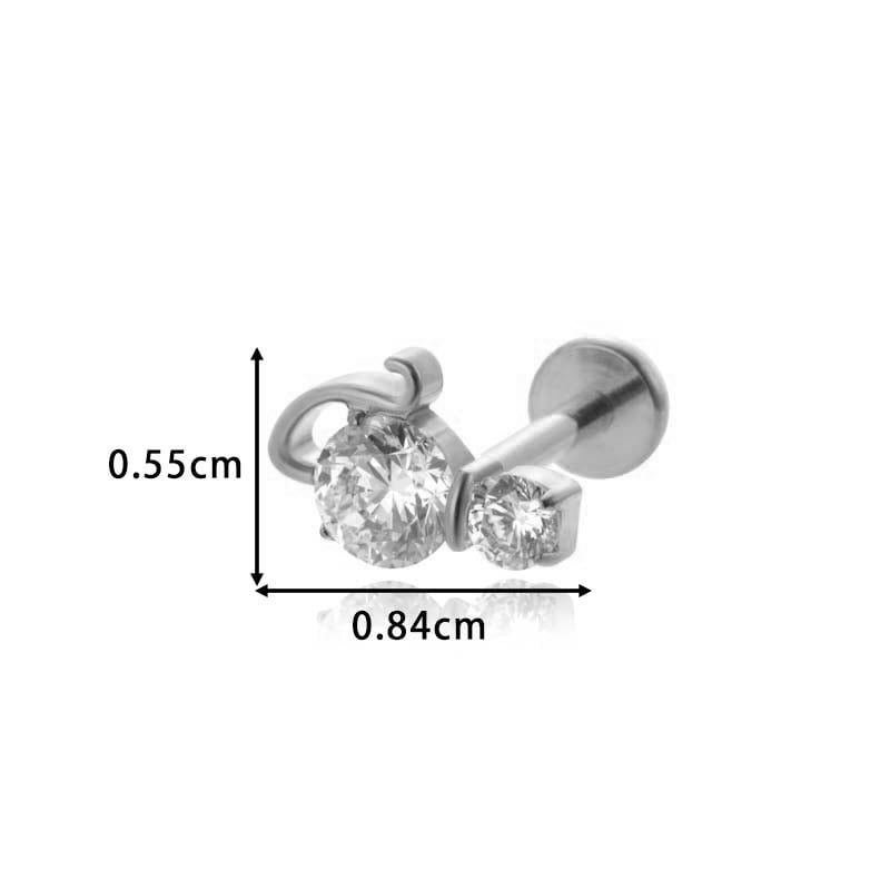 1 Piece Bow Knot Titanium Alloy Gold Color Zircon Women's Piercing Earrings Picture2