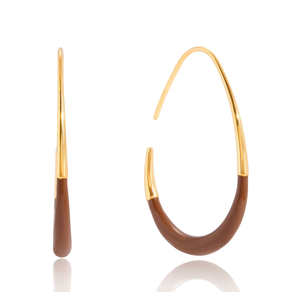 1 Pair Classic Mixed Color Oval Stainless Steel Women's Hoop Earrings