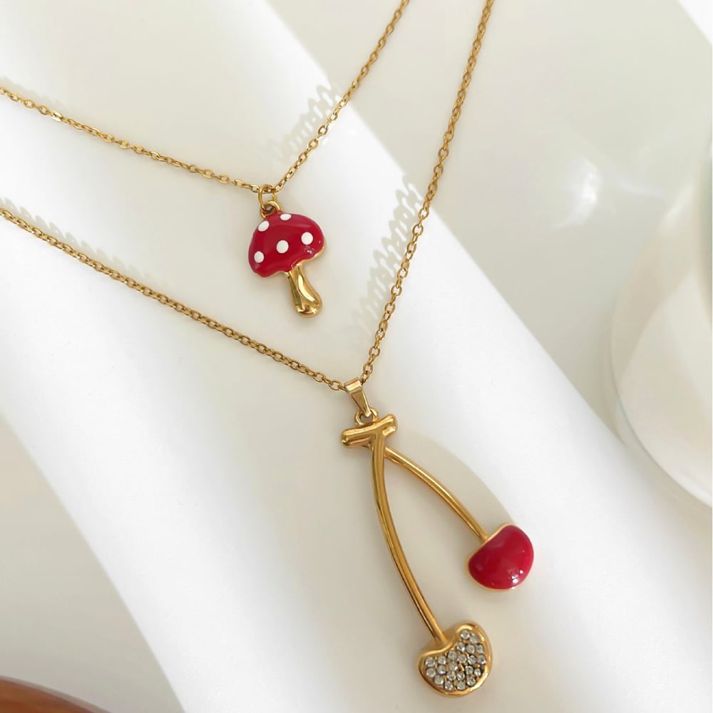 1 Piece Enamel Cherry Pendant Necklace Picture5