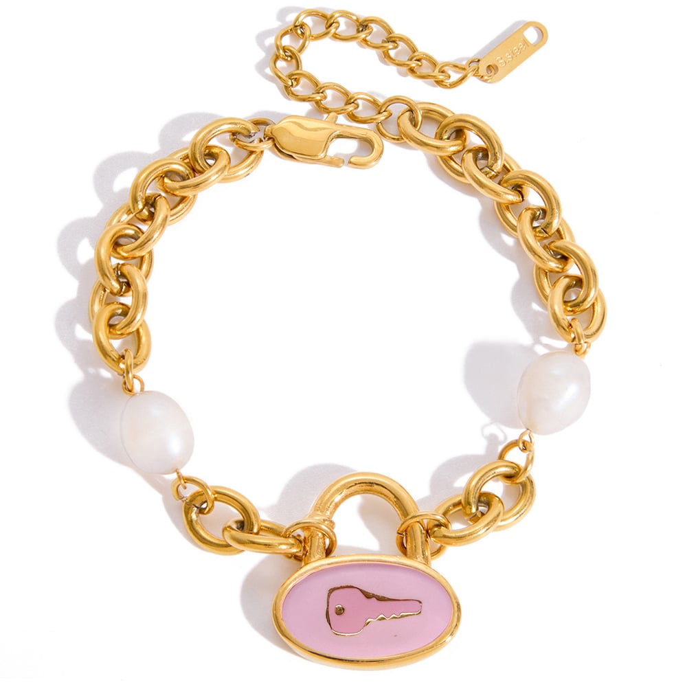 1 Piece Cute Key Stainless Steel Gold Color Women's Charm Bracelets